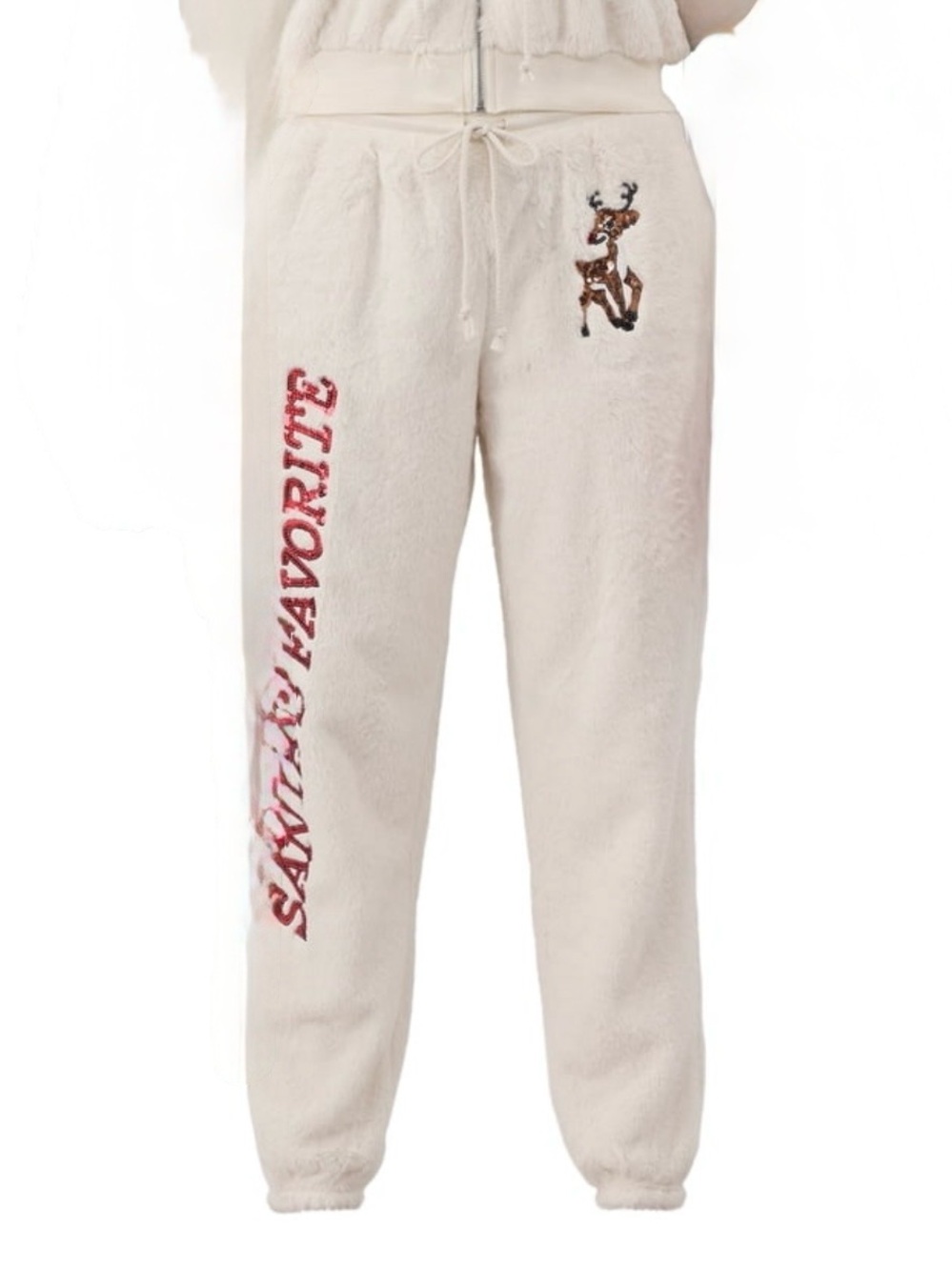 No Boundaries Faux-Fur Christmas Track Pants